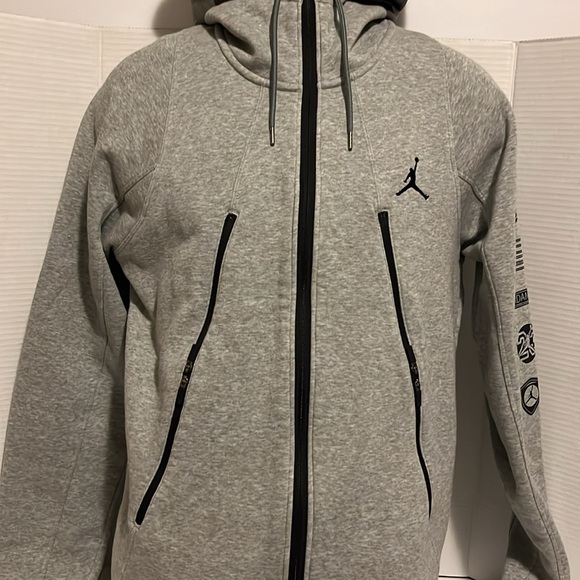 NIKE AIR JORDAN SWEATSHIRT FULL ZIP HOODIE GREY SZ M JACKET - Picture 7 of 13